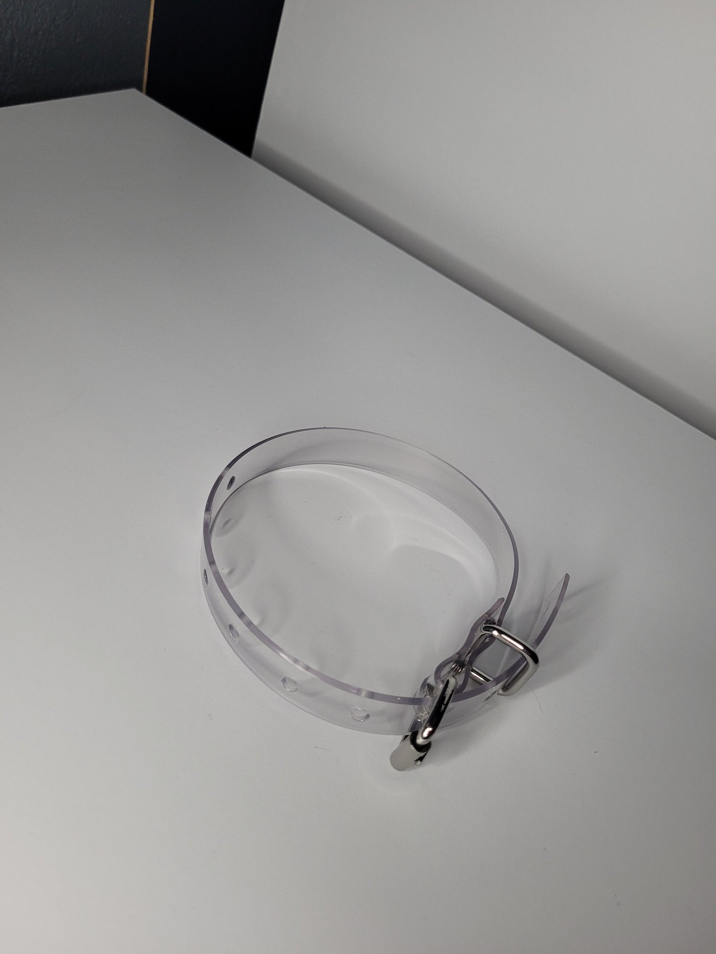 Thin  bondage belt in clear PVC