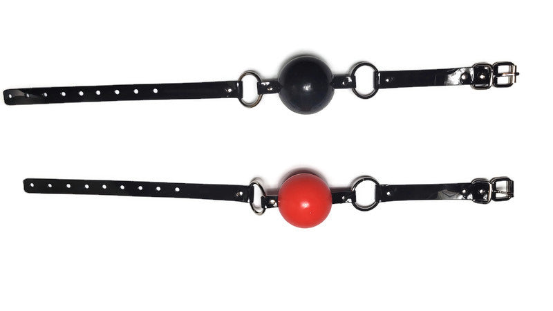 Limited Series 60 mm Red/Black silicon ball gag with PVC strap