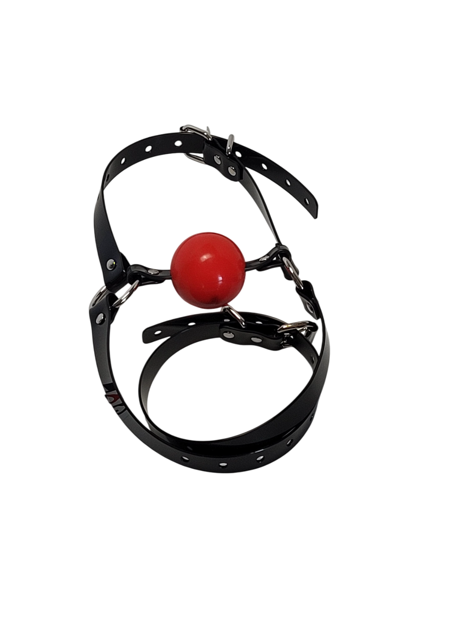 Ballgag with long neck strap in black PVC -Vegan – AAG store