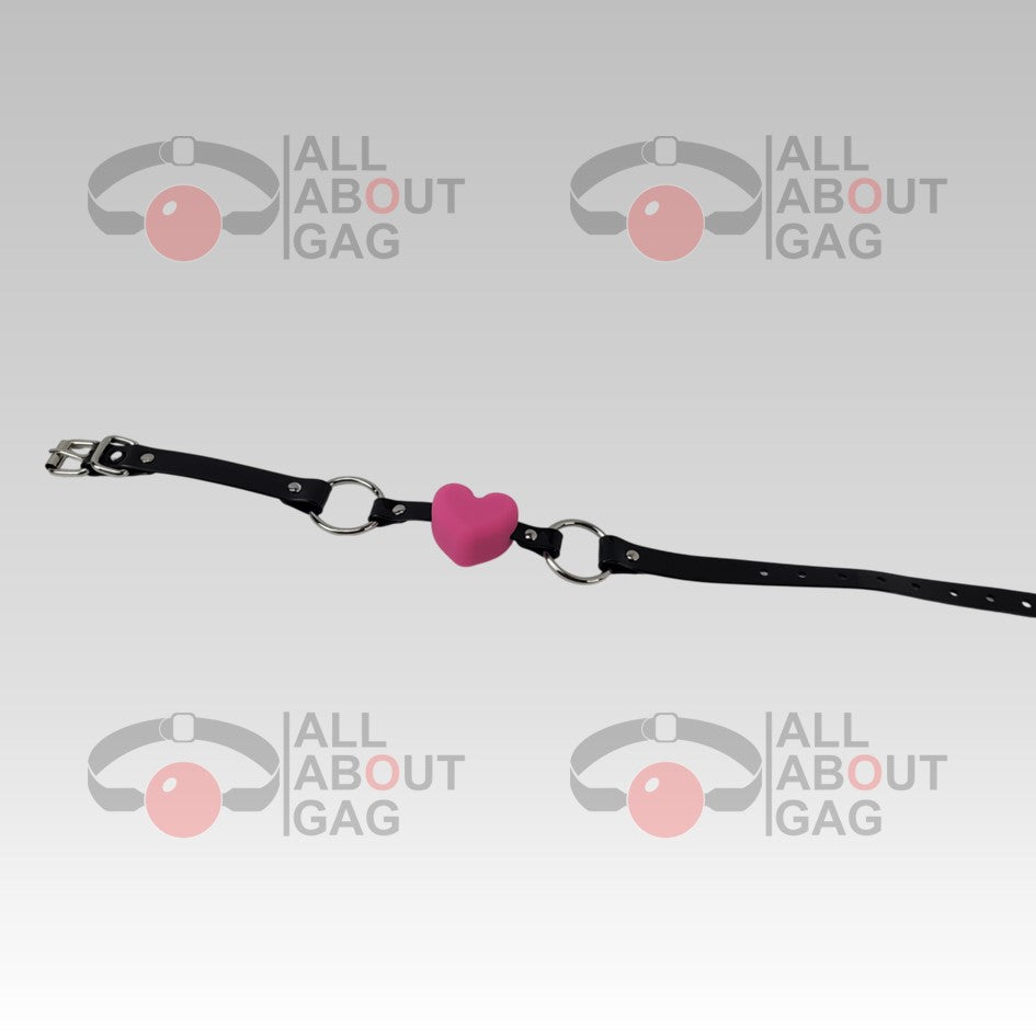 Pink heart Gag with PVC black strap – Display Model (Photo Sample) – Used
