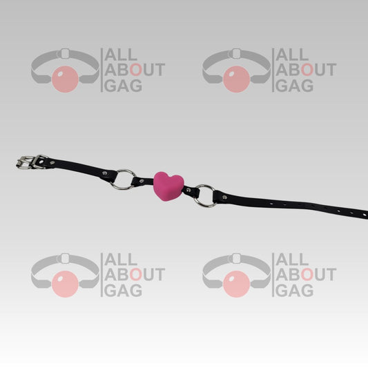 Pink heart Gag with PVC black strap – Display Model (Photo Sample) – Used