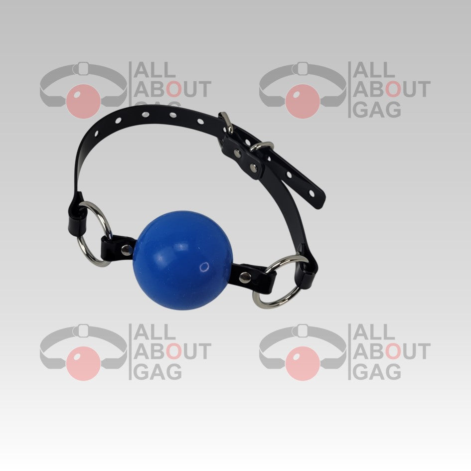 Huge (56 mm) Blue silicon ball gag with PVC strap– Display Model (Photo Sample) – Used