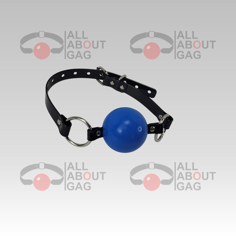 Huge (56 mm) Blue silicon ball gag with PVC strap– Display Model (Photo Sample) – Used