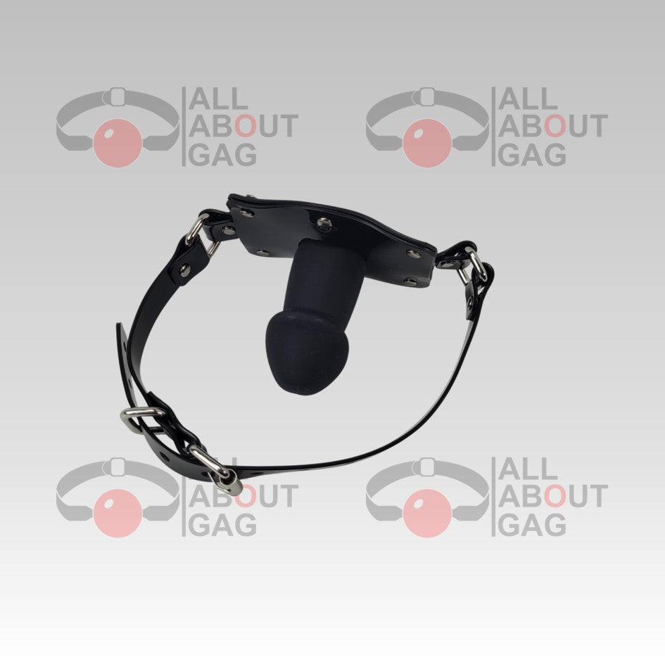 Penis Panel Gag Black PVC – Display Model (Photo Sample) – Used