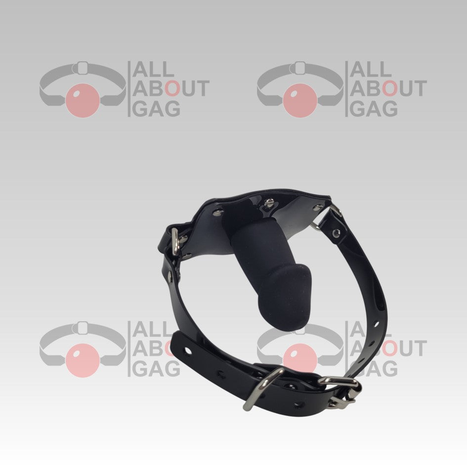 Penis Panel Gag Black PVC – Display Model (Photo Sample) – Used