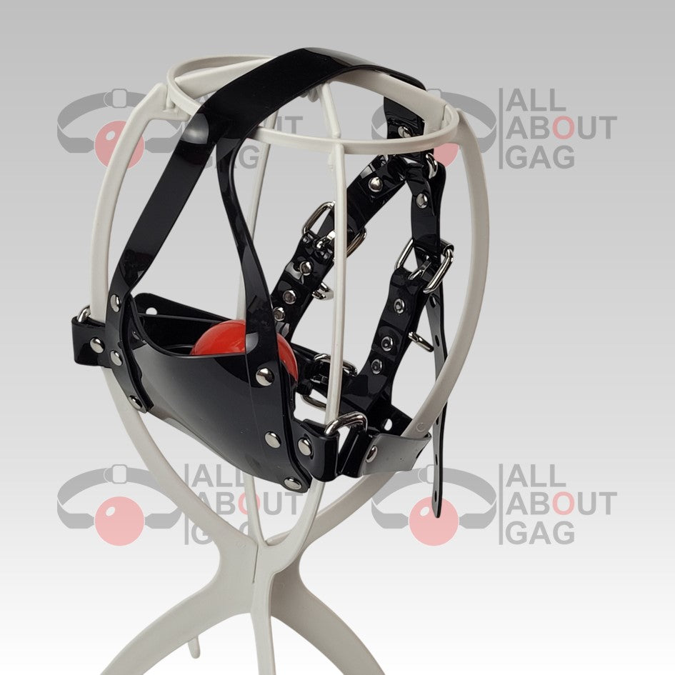 Y strap muzzle ballgag Black PVC