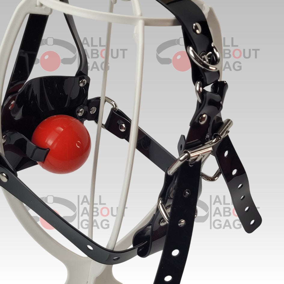 Y strap muzzle ballgag Black PVC
