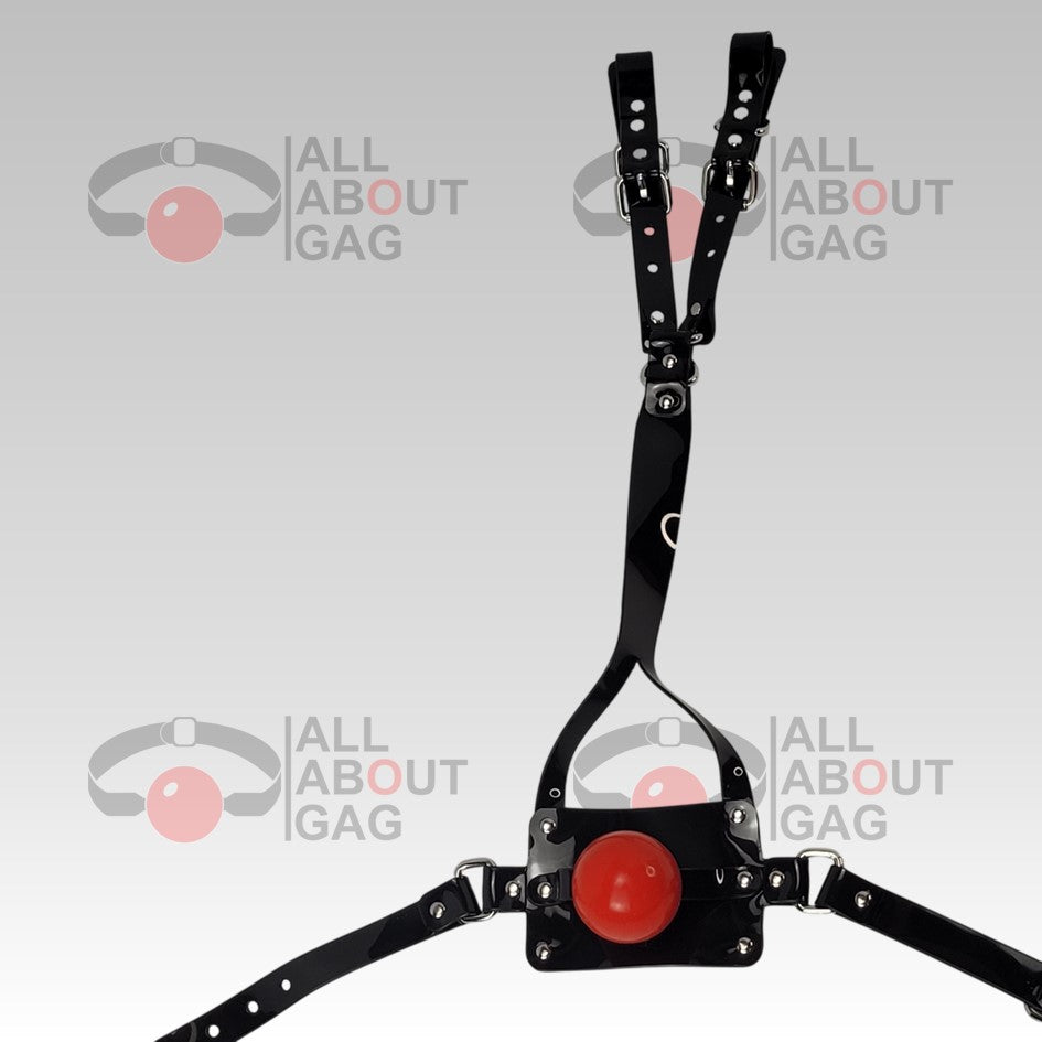 Y strap muzzle ballgag Black PVC