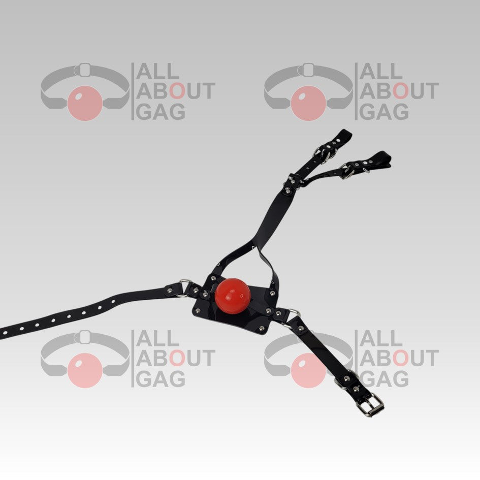 Y strap muzzle ballgag Black PVC