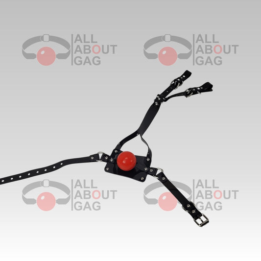 Y strap muzzle ballgag Black PVC