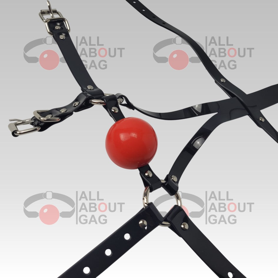 13 in 1 Harness ballgag in black PVC strap Y Strap version