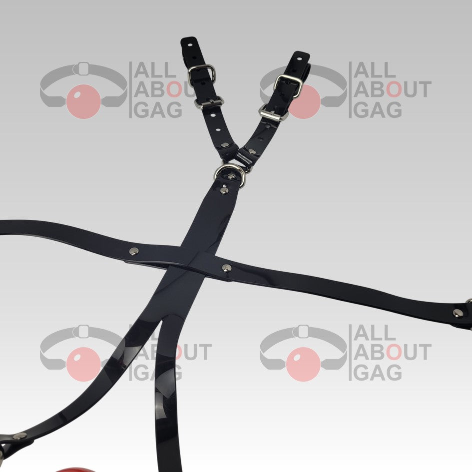 13 in 1 Harness ballgag in black PVC strap Y Strap version