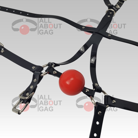 13 in 1 Harness ballgag in black PVC strap Y Strap version
