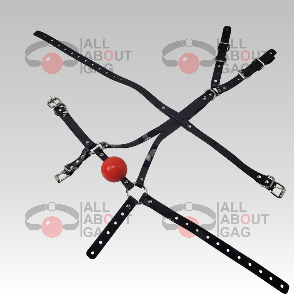 13 in 1 Harness ballgag in black PVC strap Y Strap version