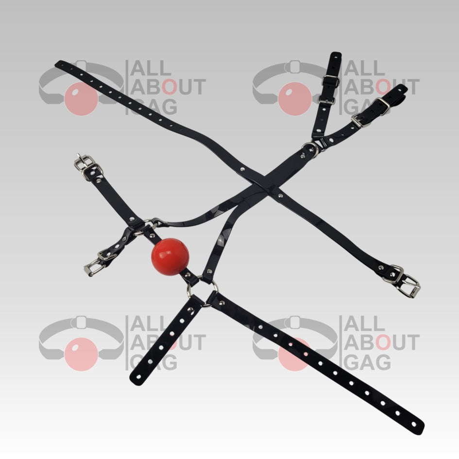 13 in 1 Harness ballgag in black PVC strap Y Strap version