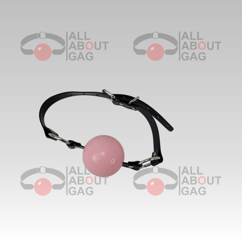 Huge (56 mm) Pink silicon ball gag with PVC strap - Display Model (Photo Sample) – Used