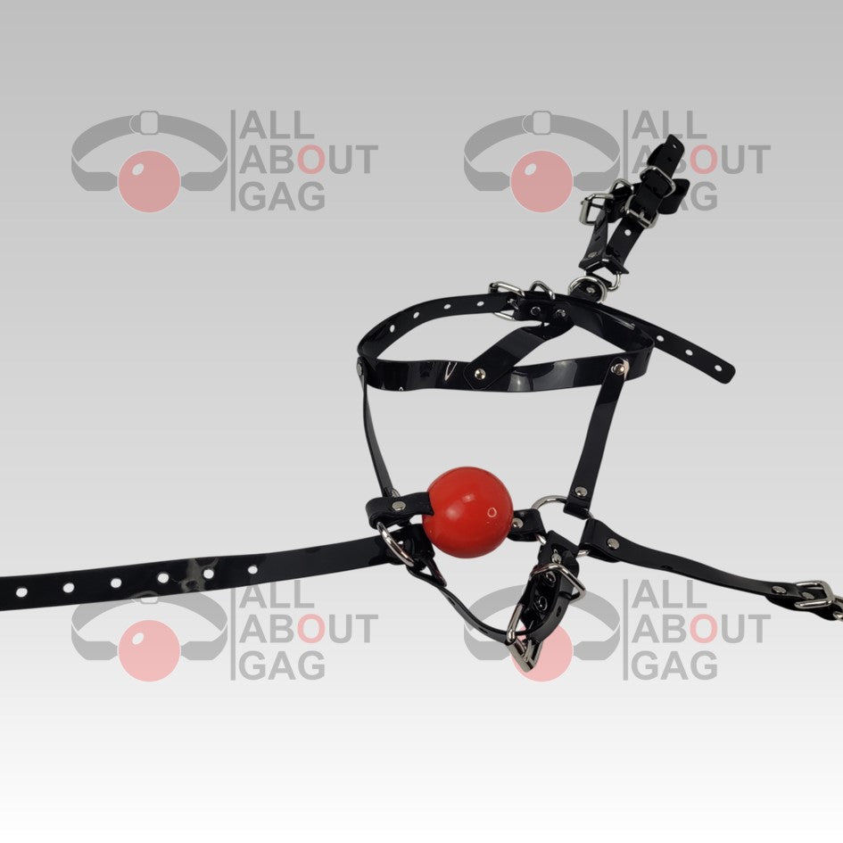 Harness ballgag type 4  in black PVC strap - Display Model (Photo Sample) – Used