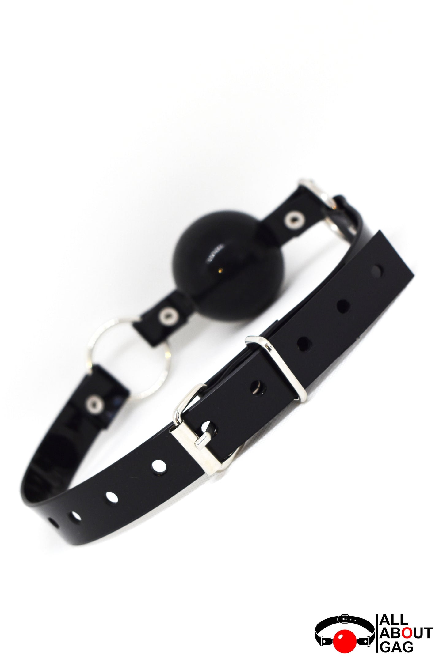 Black Silicon Ball Gag with PVC black strap -Lockable -Vegan