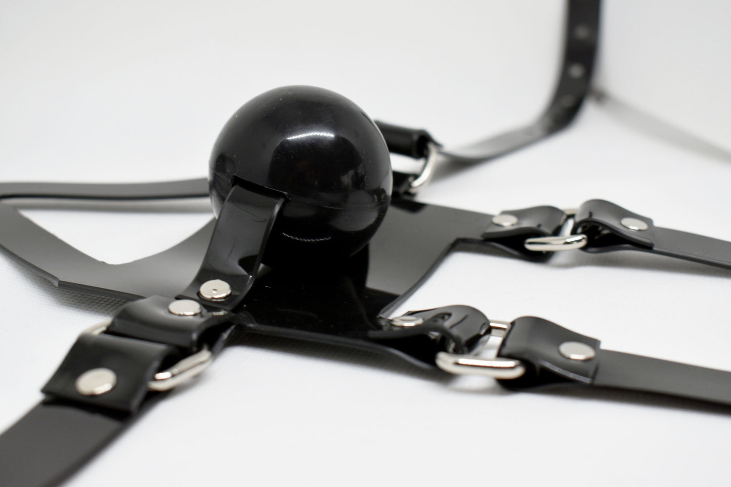 HUGE Black muzzle ballgag with PVC strap -Lockable -Vegan