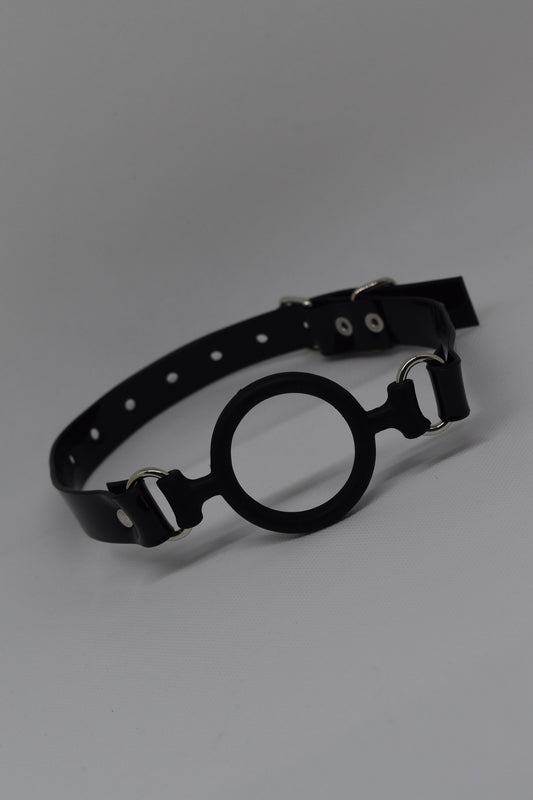 Ring gag with black PVC Strap -Lockable -Vegan