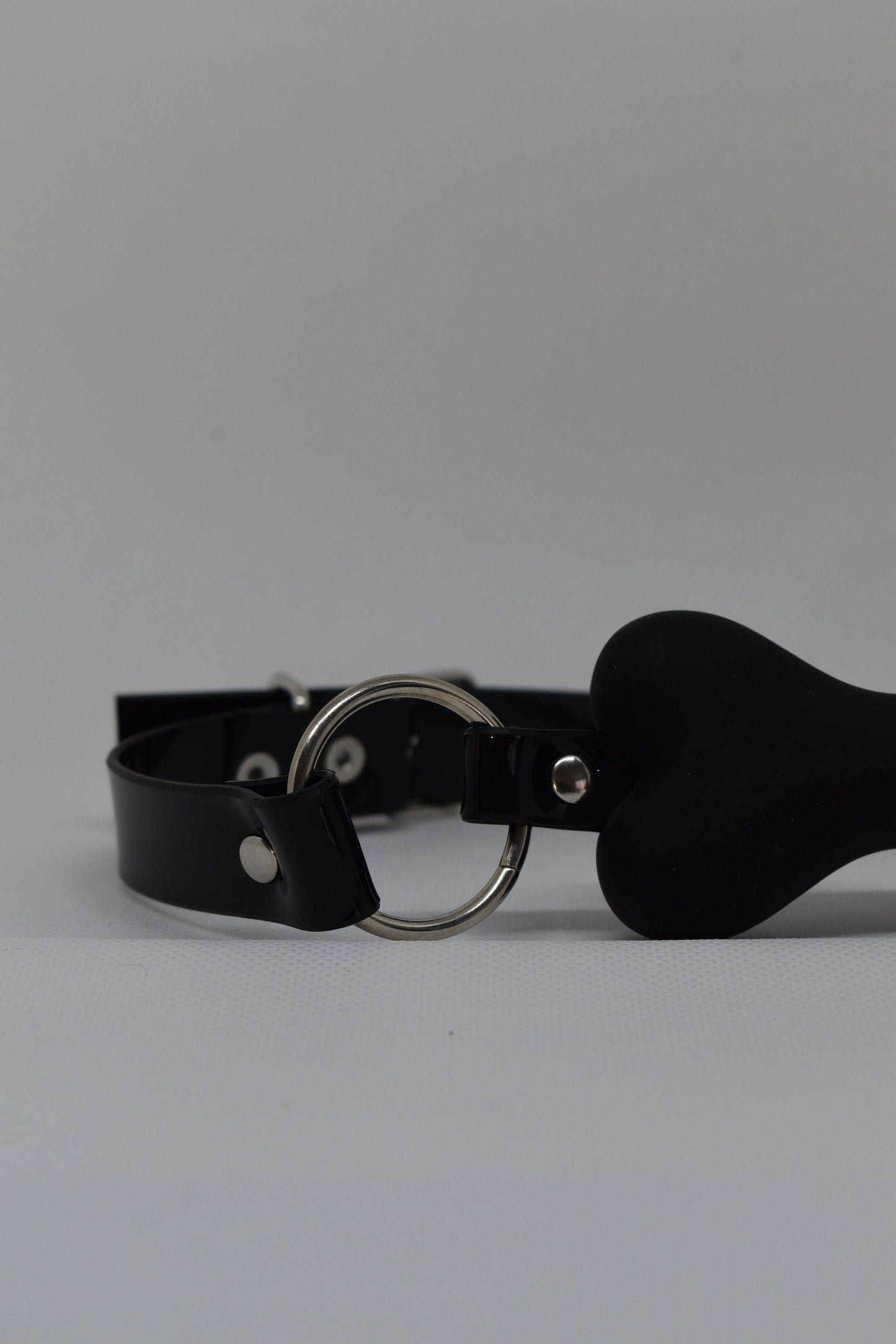 Black bone gag with PVC strap -Lockable -Vegan