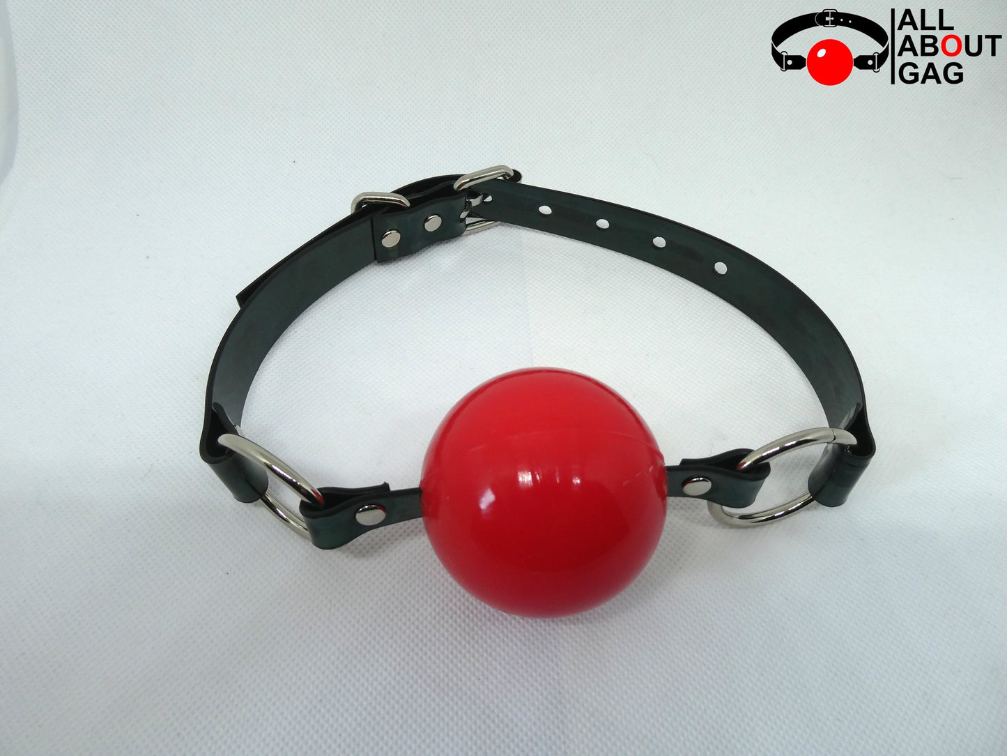 HUGE (56 or 52 mm) Red silicon ball gag with PVC strap -Lockable -Vegan