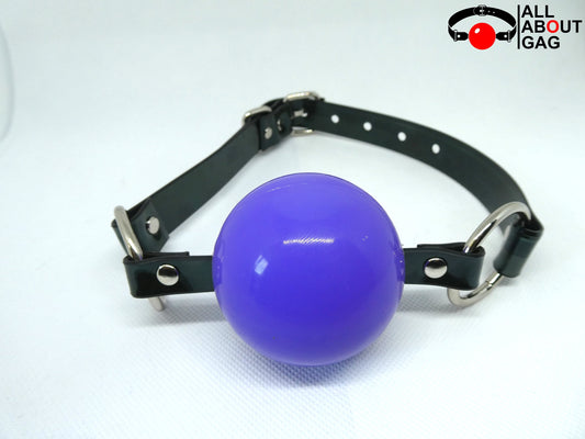 Huge (56 or 52 mm) Purple silicon ball gag with PVC strap -Lockable -Vegan