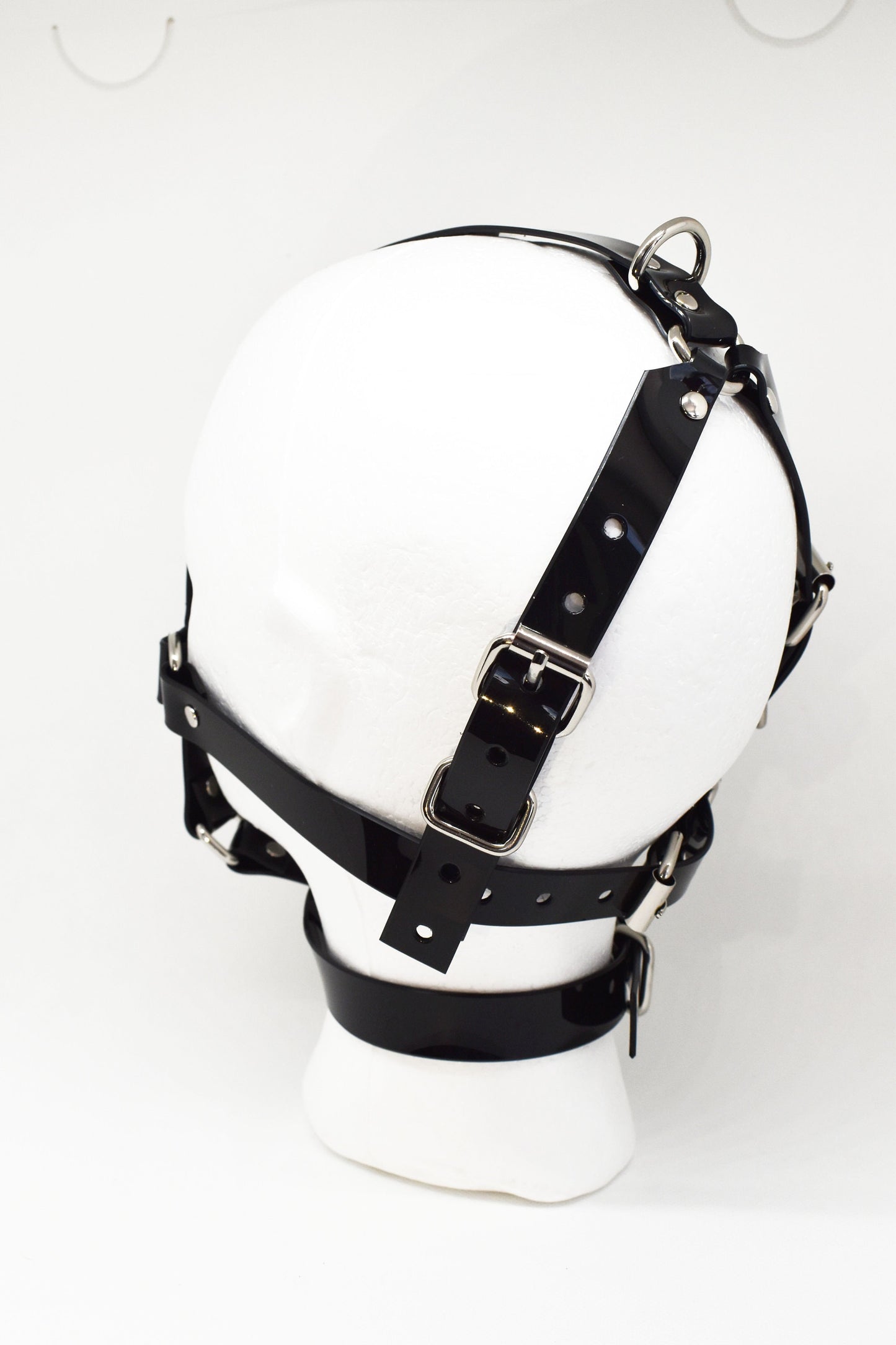 Black muzzle ballgag with PVC strap -Lockable -Vegan