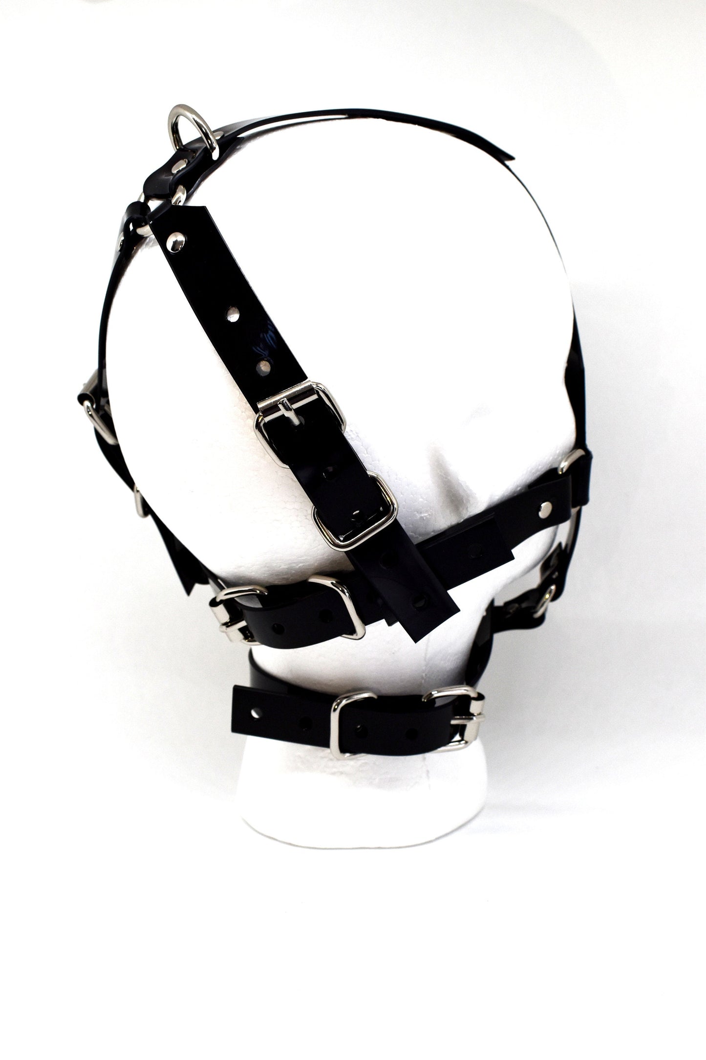 Black muzzle ballgag with PVC strap -Lockable -Vegan