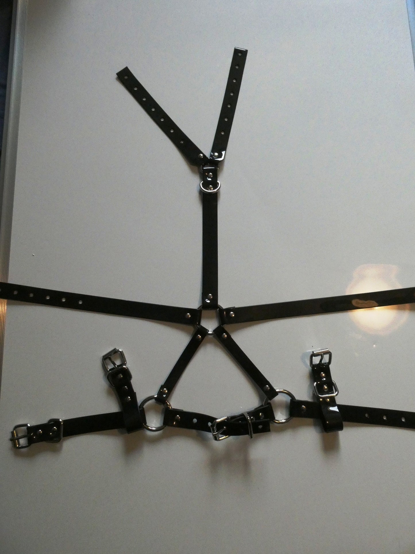 13 in 1 Harness ballgag in black PVC strap -Lockable -Vegan