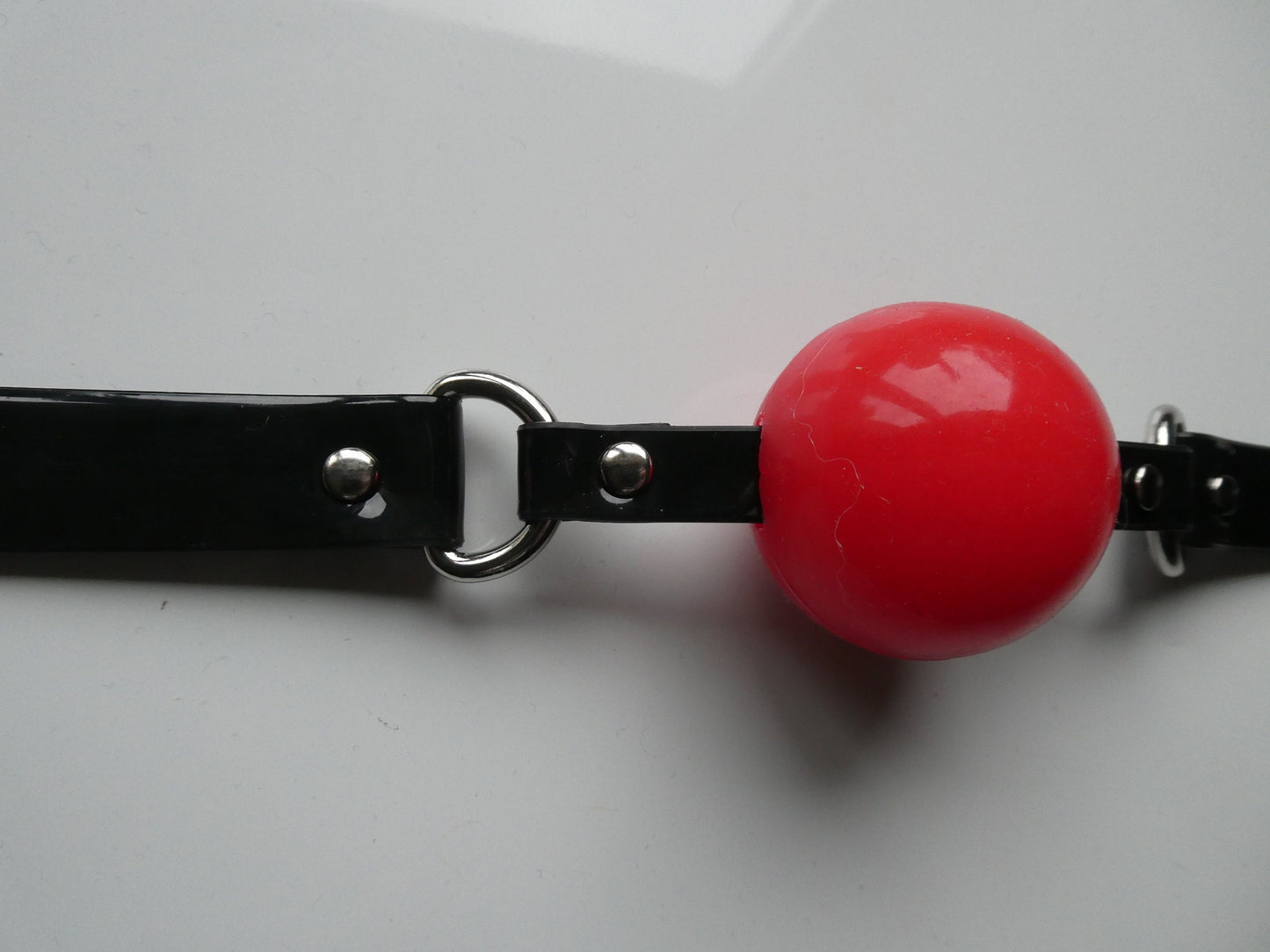 D ring Silicon Ball Gag with PVC black strap -Lockable -Vegan