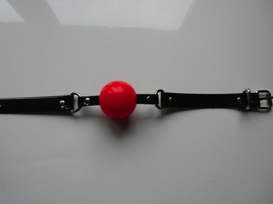 D ring Silicon Ball Gag with PVC black strap -Lockable -Vegan