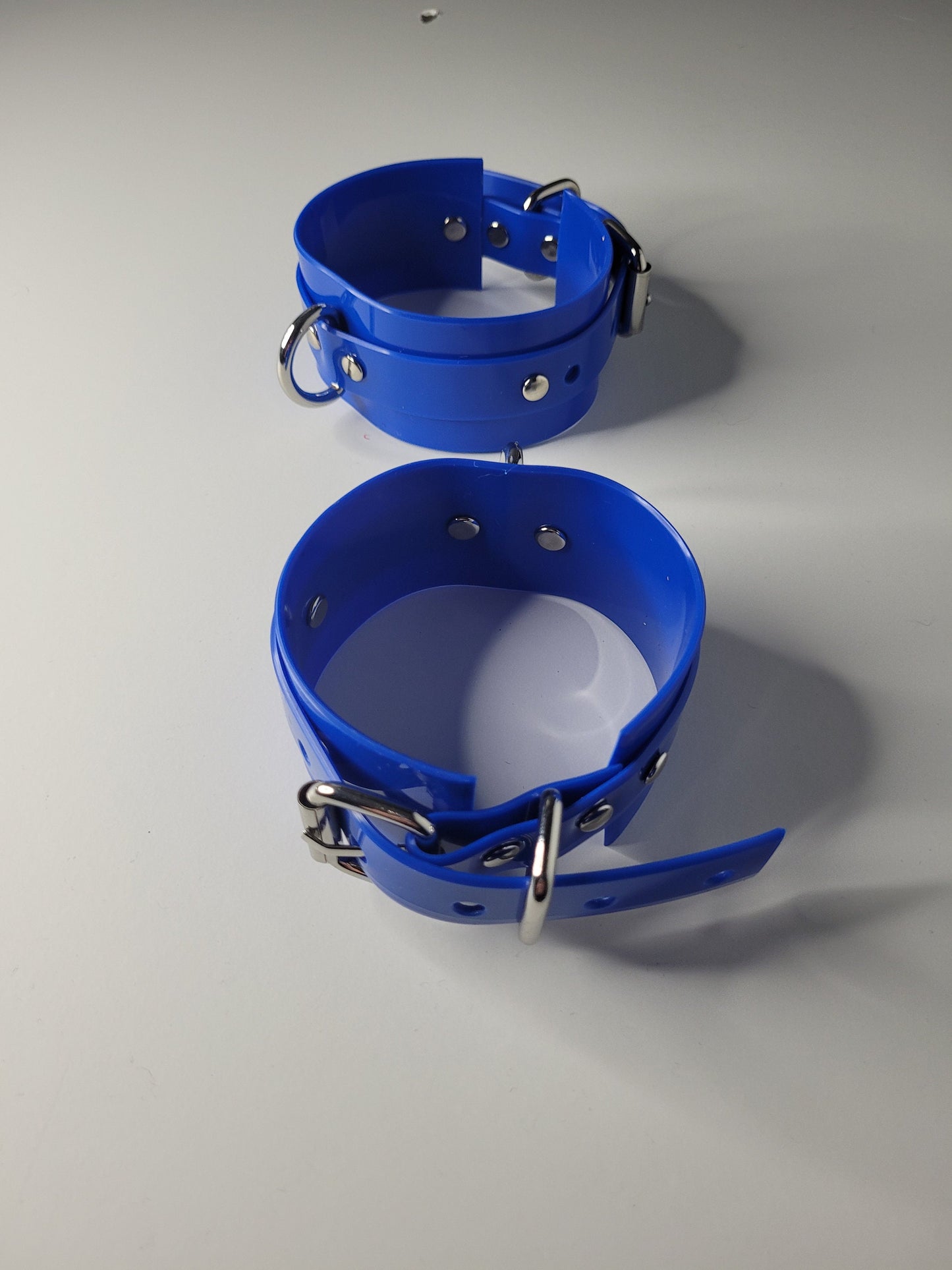 Blue PVC bondage cuff set x2 hand or feet