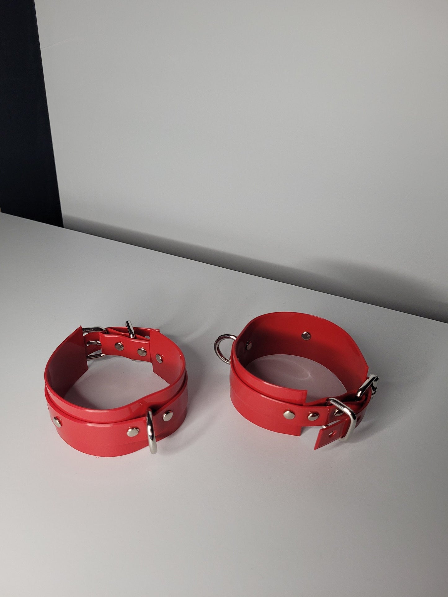 Red PVC bondage cuff set x2 hand or feet
