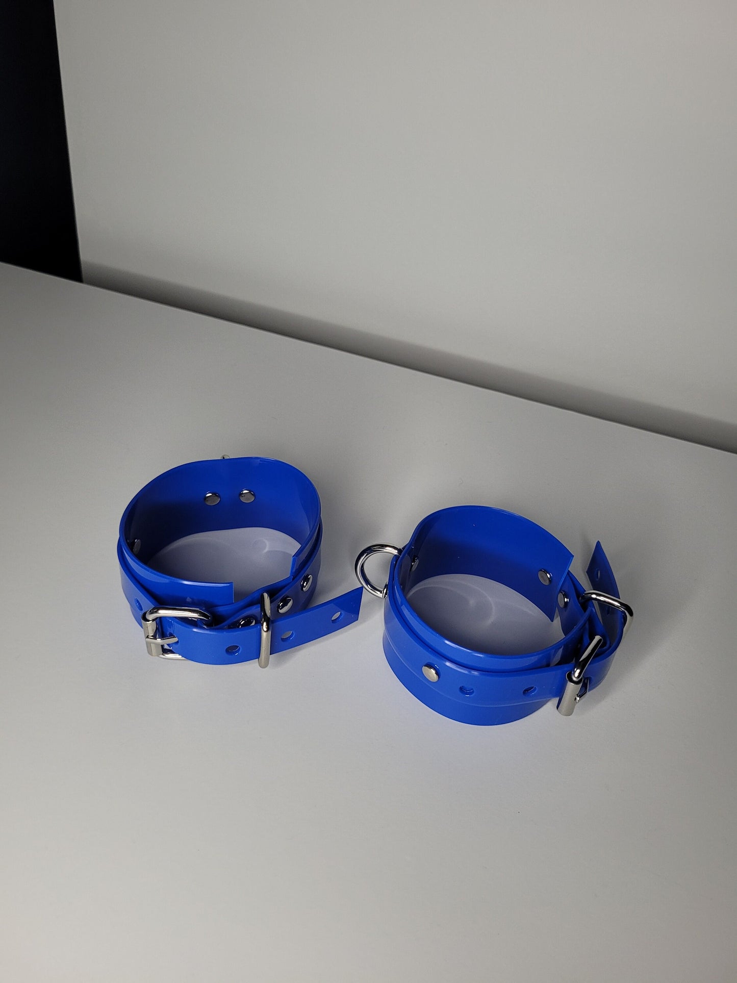 Blue PVC bondage cuff set x2 hand or feet
