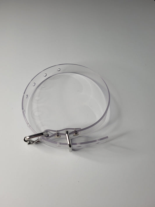 Thin  bondage belt in clear PVC